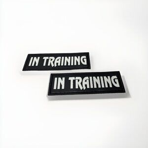 2 In Training Patches Hook Loop for Service Dog Collars Vests Harnesses Gear New